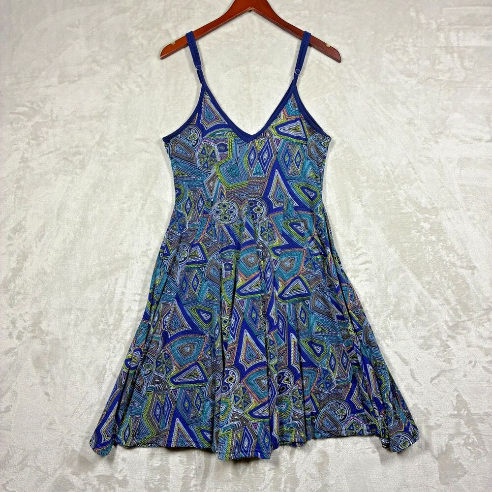 Luna Claire Sundress Large Geometric Print Adjustable Strap A Line Mini Festival
